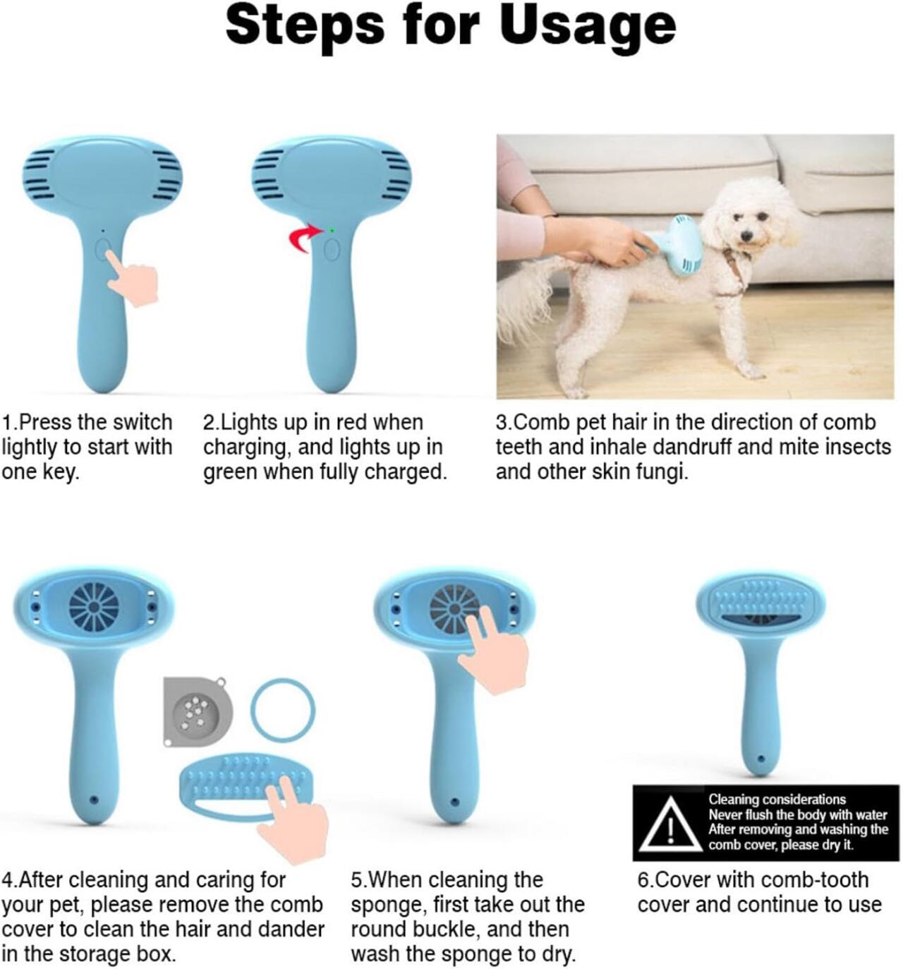 Cepillo Eléctrico Quitapelos para Mascotas